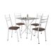 Conjunto de Mesa Quadrada com Tampo Granito e 4 Cadeiras Léia Revestimento Sintético Imbuia e Branco