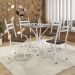 Conjunto de Mesa Quadrada com Tampo Granito e 4 Cadeiras Léia Revestimento Sintético Imbuia e Branco