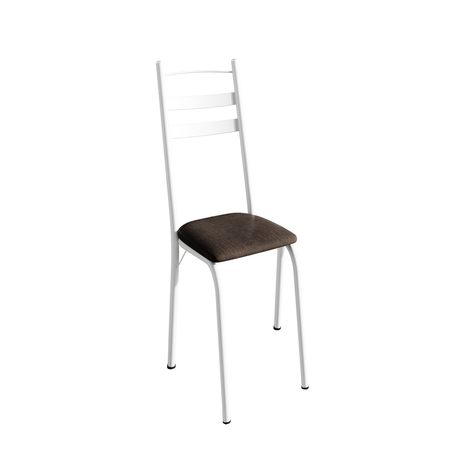 Conjunto de Mesa Quadrada com Tampo Granito e 4 Cadeiras Léia Revestimento Sintético Imbuia e Branco