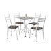 Conjunto de Mesa Quadrada com Tampo Granito e 4 Cadeiras Léia Revestimento Sintético Mosaico Palha e Branco