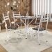 Conjunto de Mesa Quadrada com Tampo Granito e 4 Cadeiras Léia Revestimento Sintético Mosaico Palha e Branco