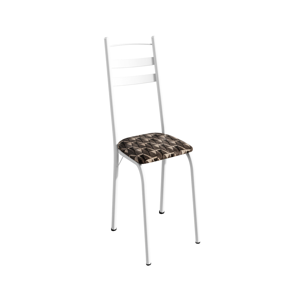 Conjunto de Mesa Quadrada com Tampo Granito e 4 Cadeiras Léia Revestimento Sintético Mosaico Palha e Branco