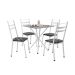Conjunto de Mesa Quadrada com Tampo Granito e 4 Cadeiras Léia Revestimento Sintético Mosaico Silver e Branco