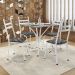 Conjunto de Mesa Quadrada com Tampo Granito e 4 Cadeiras Léia Revestimento Sintético Mosaico Silver e Branco
