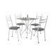 Conjunto de Mesa Quadrada com Tampo Granito e 4 Cadeiras Léia Revestimento Sintético Platina e Branco