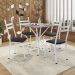 Conjunto de Mesa Quadrada com Tampo Granito e 4 Cadeiras Léia Revestimento Sintético Preto e Branco