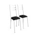 Conjunto de Mesa Quadrada com Tampo Granito e 4 Cadeiras Léia Revestimento Sintético Preto e Branco