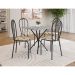 Conjunto de Mesa Quadrada com Tampo Granito e 4 Cadeiras Léia Revestimento Sintético Preto e Cedro