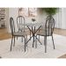 Conjunto de Mesa Quadrada com Tampo Granito e 4 Cadeiras Léia Revestimento Sintético Preto e Grafiato