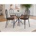 Conjunto de Mesa Quadrada com Tampo Granito e 4 Cadeiras Léia Revestimento Sintético Preto e Imbuia