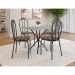 Conjunto de Mesa Quadrada com Tampo Granito e 4 Cadeiras Léia Revestimento Sintético Preto e Palha