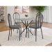 Conjunto de Mesa Quadrada com Tampo Granito e 4 Cadeiras Léia Revestimento Sintético Preto e Platina