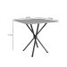 Conjunto de Mesa Quadrada com Tampo Granito e 4 Cadeiras Léia Revestimento Sintético Preto e Platina