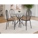 Conjunto de Mesa Quadrada com Tampo Granito e 4 Cadeiras Léia Revestimento Sintético Preto e Rattan