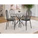 Conjunto de Mesa Quadrada com Tampo Granito e 4 Cadeiras Léia Revestimento Sintético Preto e Silver