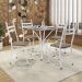 Conjunto de Mesa Quadrada com Tampo Granito e 4 Cadeiras Léia Revestimento Sintético Rattan e Branco