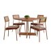Conjunto de Mesa Quadrada com Tampo MDP Nogal Átria e 4 Cadeiras Catarina Revestimento Sintético Caramelo