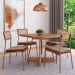 Conjunto de Mesa Quadrada com Tampo MDP Nogal Átria e 4 Cadeiras Catarina Revestimento Sintético Caramelo
