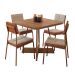 Conjunto de Mesa Quadrada com Tampo MDP Nogal Átria e 4 Cadeiras Helena Revestimento Sintético Caramelo e Areia