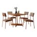 Conjunto de Mesa Quadrada com Tampo MDP Nogal Átria e 4 Cadeiras Helena Revestimento Sintético Caramelo e Areia