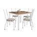Conjunto de Mesa Quadrada com Tampo MDP e 4 Cadeiras Adriana Revestimento Sintético Bege Estampado e Branco