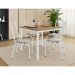 Conjunto de Mesa Quadrada com Tampo MDP e 4 Cadeiras Adriana Revestimento Sintético Bege Estampado e Branco