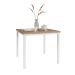 Conjunto de Mesa Quadrada com Tampo MDP e 4 Cadeiras Adriana Revestimento Sintético Bege Estampado e Branco