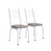 Conjunto de Mesa Quadrada com Tampo MDP e 4 Cadeiras Adriana Revestimento Sintético Bege Estampado e Branco