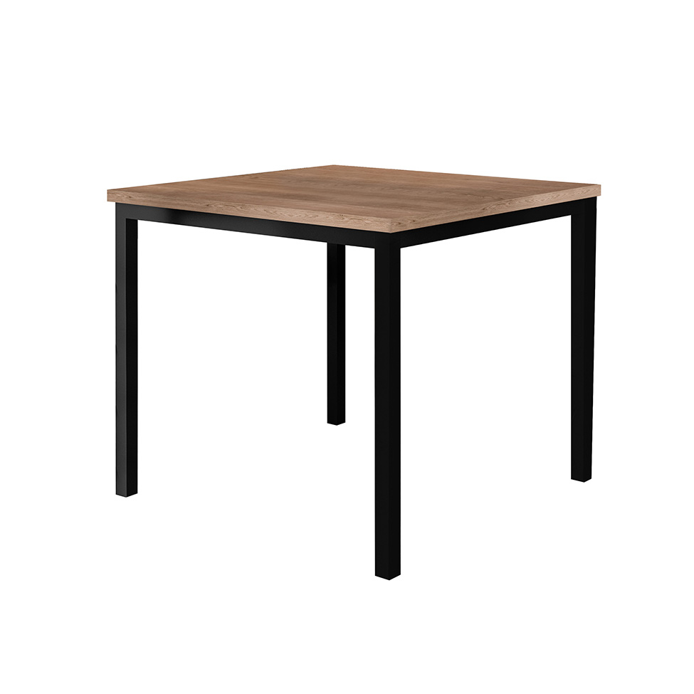 Conjunto de Mesa Quadrada com Tampo MDP e 4 Cadeiras Adriana Revestimento Sintético Bege Estampado e Preto