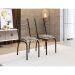 Conjunto de Mesa Quadrada com Tampo MDP e 4 Cadeiras Adriana Revestimento Sintético Bege Estampado e Preto