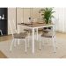 Conjunto de Mesa Quadrada com Tampo MDP e 4 Cadeiras Adriana Revestimento Sintético Bege Rattan e Branco