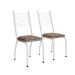 Conjunto de Mesa Quadrada com Tampo MDP e 4 Cadeiras Adriana Revestimento Sintético Bege Rattan e Branco