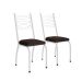 Conjunto de Mesa Quadrada com Tampo MDP e 4 Cadeiras Adriana Revestimento Sintético Cacau e Branco