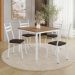 Conjunto de Mesa Quadrada com Tampo MDP e 4 Cadeiras Adriana Revestimento Sintético Cacau e Branco II