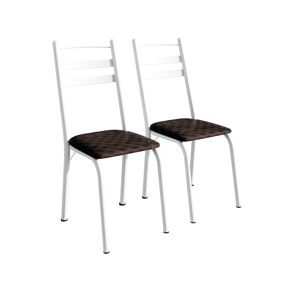 Conjunto de Mesa Quadrada com Tampo MDP e 4 Cadeiras Adriana Revestimento Sintético Cacau e Branco II