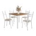 Conjunto de Mesa Quadrada com Tampo MDP e 4 Cadeiras Adriana Revestimento Sintético Cedro e Branco