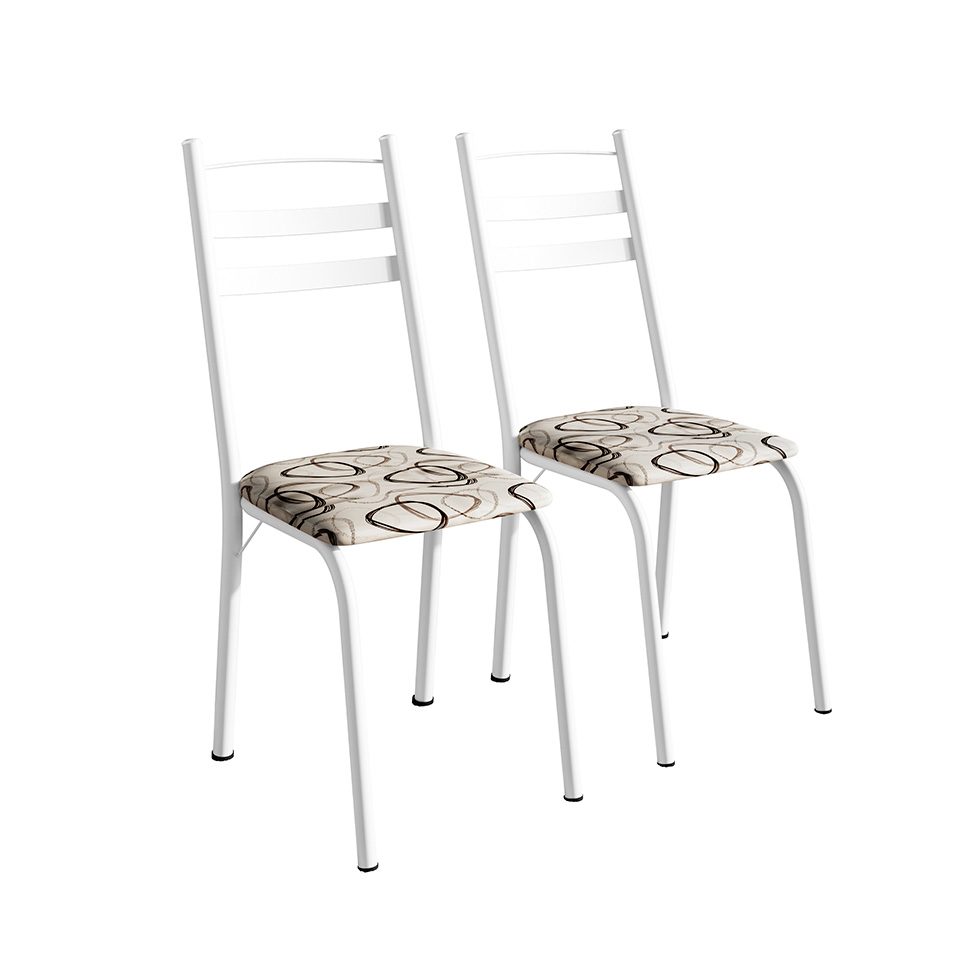 Conjunto de Mesa Quadrada com Tampo MDP e 4 Cadeiras Adriana Revestimento Sintético Cedro e Branco