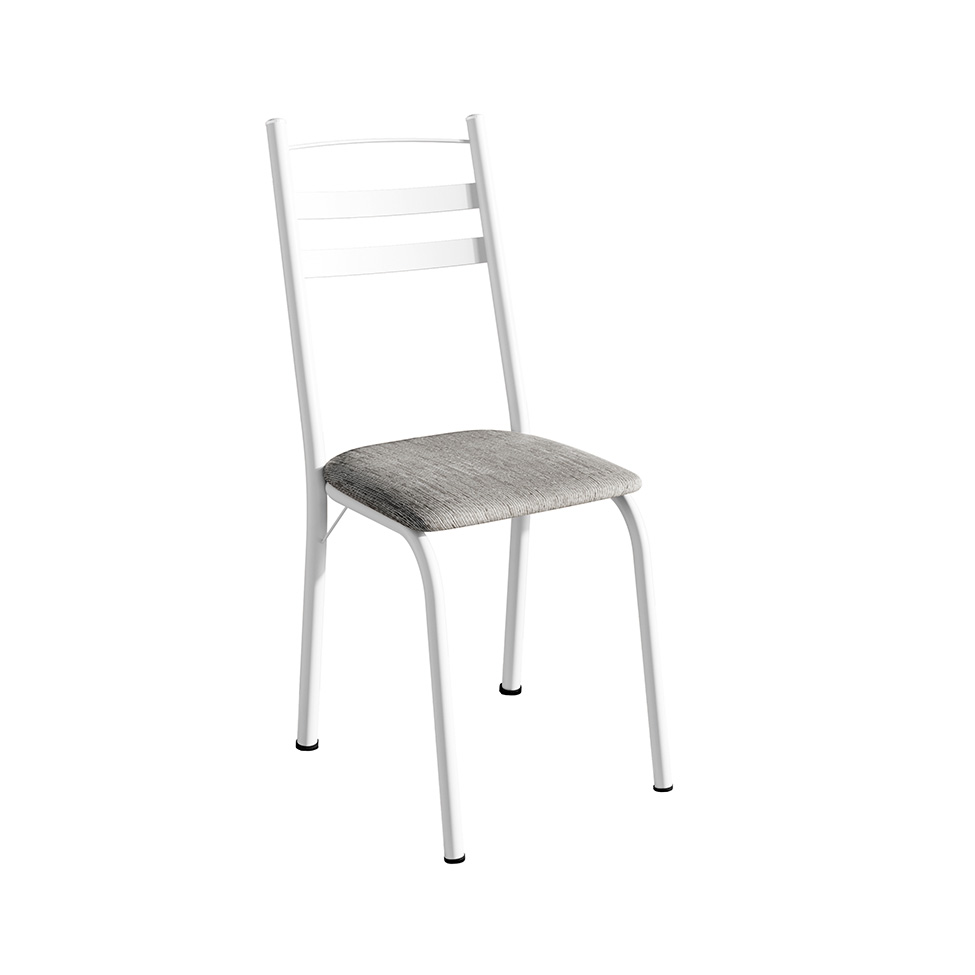 Conjunto de Mesa Quadrada com Tampo MDP e 4 Cadeiras Adriana Revestimento Sintético Grafiato e Branco