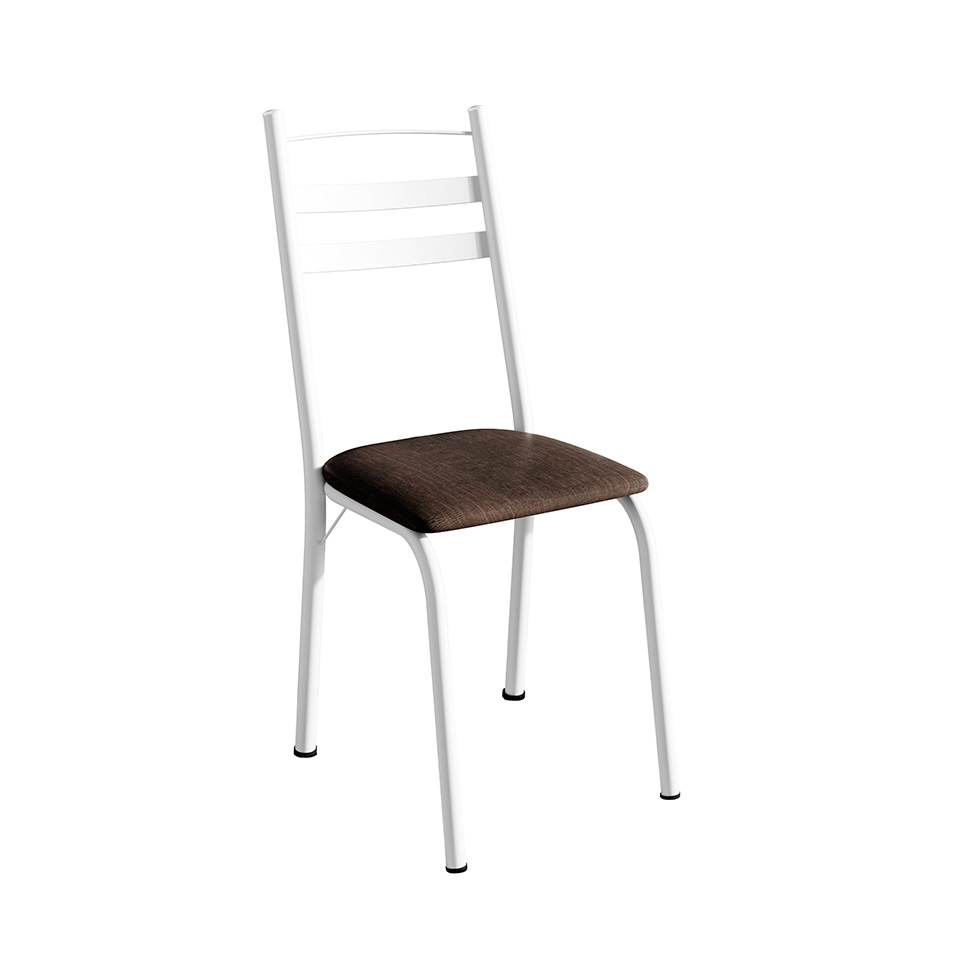 Conjunto de Mesa Quadrada com Tampo MDP e 4 Cadeiras Adriana Revestimento Sintético Imbuia e Branco
