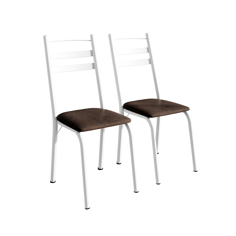 Conjunto de Mesa Quadrada com Tampo MDP e 4 Cadeiras Adriana Revestimento Sintético Imbuia e Branco