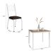 Conjunto de Mesa Quadrada com Tampo MDP e 4 Cadeiras Adriana Revestimento Sintético Marrom e Branco