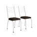 Conjunto de Mesa Quadrada com Tampo MDP e 4 Cadeiras Adriana Revestimento Sintético Marrom e Branco