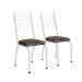 Conjunto de Mesa Quadrada com Tampo MDP e 4 Cadeiras Adriana Revestimento Sintético Mosaico Marrom e Branco