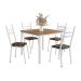 Conjunto de Mesa Quadrada com Tampo MDP e 4 Cadeiras Adriana Revestimento Sintético Palha e Branco