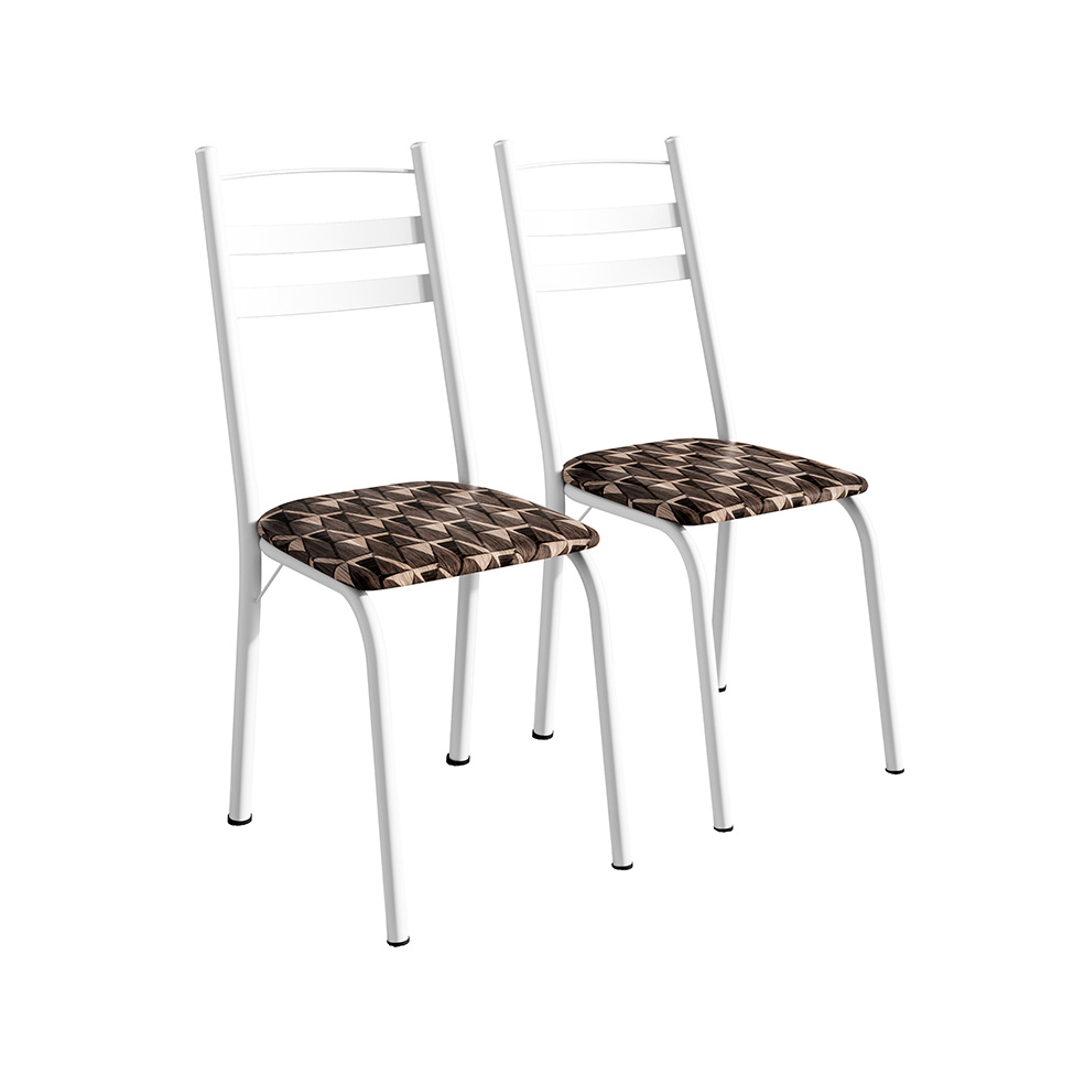 Conjunto de Mesa Quadrada com Tampo MDP e 4 Cadeiras Adriana Revestimento Sintético Palha e Branco