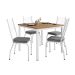 Conjunto de Mesa Quadrada com Tampo MDP e 4 Cadeiras Adriana Revestimento Sintético Platina e Branco