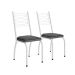 Conjunto de Mesa Quadrada com Tampo MDP e 4 Cadeiras Adriana Revestimento Sintético Platina e Branco
