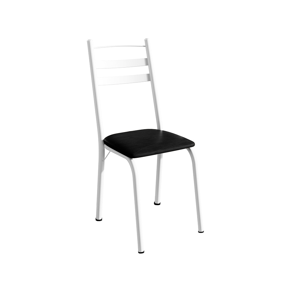 Conjunto de Mesa Quadrada com Tampo MDP e 4 Cadeiras Adriana Revestimento Sintético Preto e Branco II