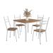Conjunto de Mesa Quadrada com Tampo MDP e 4 Cadeiras Adriana Revestimento Sintético Rattan e Branco