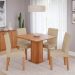 Conjunto de Mesa Quadrada com Tampo de MDF Cinamomo Sophia e 4 Cadeiras Maia Suede Gengibre